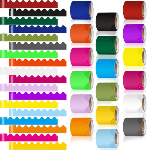 18 Packs Scalloped Bulletin Board Borders in 18 Colors, 300 Feet Polka Dot Rolled Scalloped Border Trim Classroom Borders for Bulletin Board Wall Classroom Decoration (Multicolored,Classic Style)
