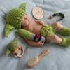 DICHA Wooden Baby Rattle-Crochet Baby Rattle- Infant Rattle Sensory Development Wooden Toys Set-Includes Beech Wooden Teething Ring- Baby Teether for Star Wars Fans The Baby Child