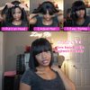 Mofyue Short Human Hair Bob Wigs With Bangs Straight Realistic Scalp Glueless Non Lace Front Wig For Women Blunt Cut Bob Wigs 180% Density (10 Inch)