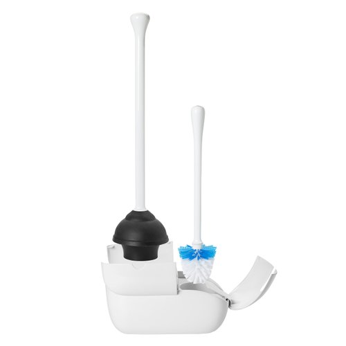 OXO Good Grips Set Toilet Brush & Plunger Combo, Natural rubber, White