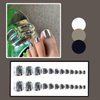 Chrome Press on Toenails Silver Fake Toe Nails Square False Toe Nails Glossy Glue on Toenails Acrylic Toe Fake Nails Metallic Silver Press on Toe Nails Full Cover Stick on Toenails for Women 24pcs