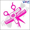 Eyecandy Decals Scissors and Comb and Hair Dryer 6" Decal Sticker HOT Pink