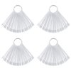 KRISMYA Set of 4 Total 200 Pcs Clear Nail Swatches Sticks,Clear Nails Sample Sticks,Transparent Fan-shaped Nail Art Tips Display Polish Board Display Practice Sticks Tool with Metal Split Ring Holder