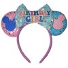 ZHENNAN Mouse Ears Headbands for Women, Glitter Blue and Pink Birthday Girls Bows Ears Headbands, Happy Birthday Costume Cartoon Themed Events Birthday Party Decorations Hair Accessoires