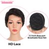 Rebecca Fashion Short Pixie Cut Lace Front Wigs Human Hair Side Part Wig 13x5.5x0.5 Glueless HD Lace Wig Short Pixie Wigs for Black Women Pre Plucked with Baby Hair, Natural Color