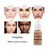 PHOERA Foundation,Flawless Soft Matte Oil Control Liquid Foundation Full Coverage Face Makeup. (103# Warm Peach)