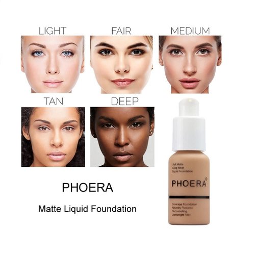 PHOERA Foundation,Flawless Soft Matte Oil Control Liquid Foundation Full Coverage Face Makeup. (103# Warm Peach)