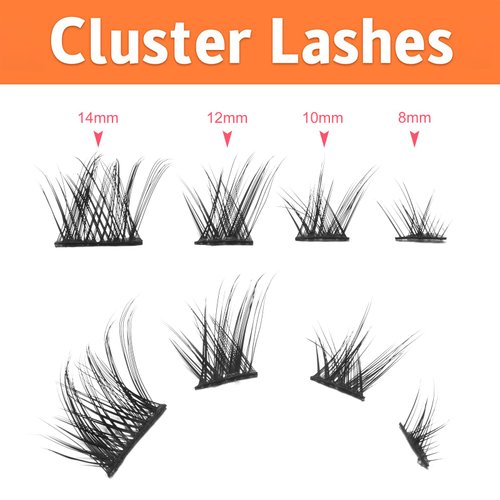 outopen 10 Pairs Cluster Lashes Natural Look Manga Lash Clusters C Curl Wispy Individual Eyelashes Cat Eye Lashes DIY Eyelash Extensions(A01-205)