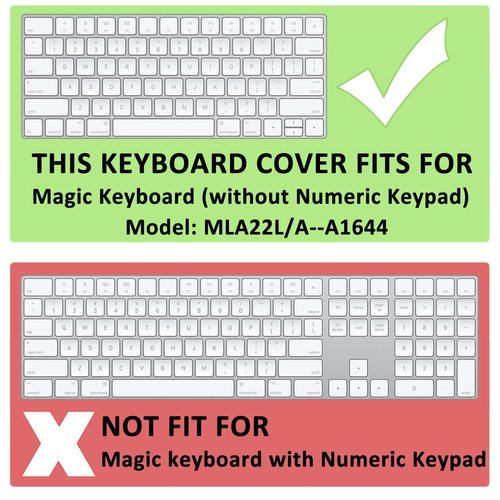 ProElife Ultra Thin Silicone Keyboard Protector Cover Skin for Apple iMac Magic Keyboard & Magic Keyboard 2 (WITHOUT Numeric Keypad, U.S Version, Model: MLA22L/A--A1644) (Transparent)