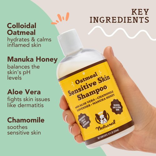 Natural Dog Company Oatmeal Shampoo for Dogs with Sensitive Skin, Ideal Anti Itch Dog Shampoo and Puppy Shampoo Oatmeal Itch Relief Dog Dandruff Shampoo, Aloe Itchy Skin Relief for Dogs 12 oz