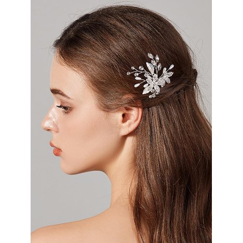 JWICOS Bride Wedding Crystal Hair Pins Flower Bridal Hair Pieces Wedding Hair Accessories for Women and Girls Pack of 2