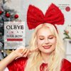 Olbye Christmas Headbands Red Bow Hairbands Xmas Hair Hoop Big Bowknot Headband Holiday Headpiece Cosplay Party Props Christmas Costume Accessories for Women (A-Red)