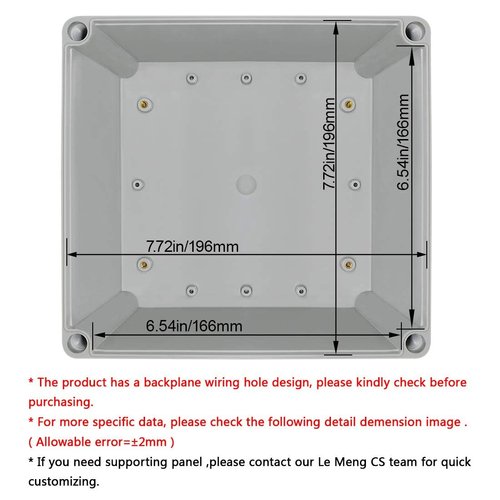 LeMotech Junction Box IP67 Waterproof Dustproof ABS Plastic Project Box for Electrical Outdoor Enclosure Gray 7.9 x 7.9 x 3.7 inch (200 x 200 x 95 mm)