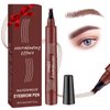 Eyebrow Pencil 4 Tip Microblading Eyebrow Pen, Waterproof Eyebrow Pencil, Smudge-Proof Brow Pencil, Long-lasting Natural Eye Brow Pencils for Women, Last All-Day (Reddish Brown)