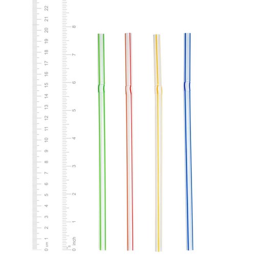 Comfy Package, Flexible Disposable Plastic Drinking Straws - 7.75" High - Assorted Colors Striped [500 Count]