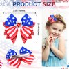 Beleki 4th of July Hair Bow for Girls, 2 Pcs Red White Blue American Flag Hair Bow Clips Patriotic Stars Stripes Hair Clip Sparkly Hair Accessories for Independence Day Fourth of July