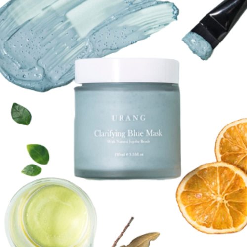 URANG Clarifying Blue Face Mask 3.55 oz | Wash-Off, Clarifying & Exfoliating Blue Clay Face Mask With Jojoba Beads | Reduce Acne, Blackheads & Tighten Pores | Safe For All Skin Types Dry & Sensitive