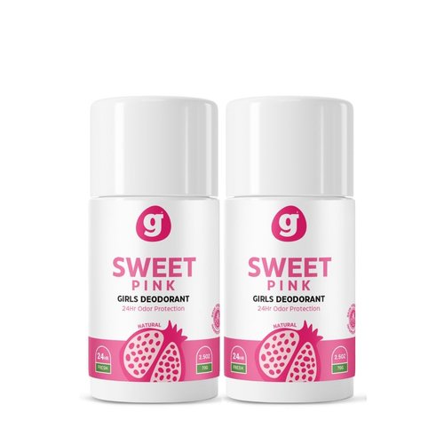 Growing Basics Sweet Pink Deodorant - Non-Toxic, Aluminum-Free Natural Deodorant for Girls, Hypoallergenic, Safe for Kids, 24-Hour Odor Protection Kid Deodorant for Girls, Preteens & Tweens (Set of 2)
