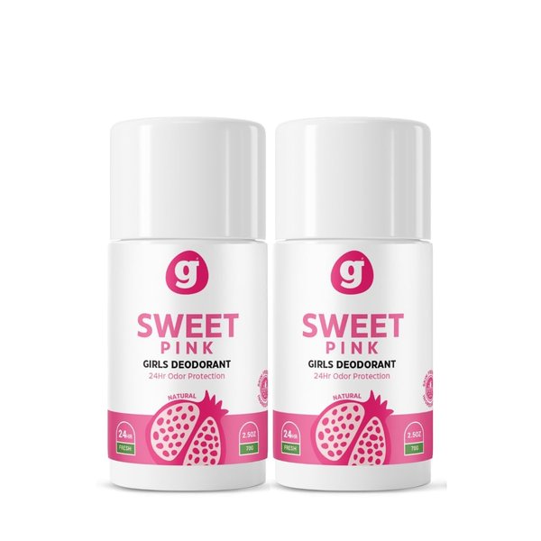 Growing Basics Sweet Pink Deodorant - Non-Toxic, Aluminum-Free Natural Deodorant for Girls, Hypoallergenic, Safe for Kids, 24-Hour Odor Protection Kid Deodorant for Girls, Preteens & Tweens (Set of 2)