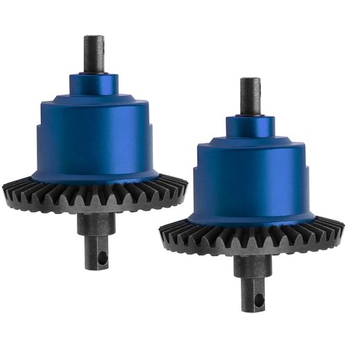 2Pcs Vgoohobby Metal Front/Rear Differential Set Diff. Complete Kit Upgrade Parts Compatible with Traxxas Slash 4X4 VXL Stampede 4X4 VXL Rustler 4X4 VXL HQ727 1/10 RC Car (Blue)