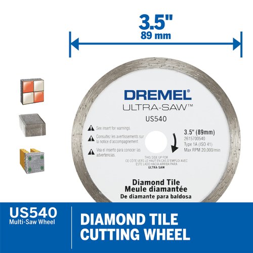 Dremel US540-01 Ultra-Saw 3.5-Inch Tile Diamond Blade , White