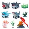 DINOBROS Sea Animal Pull Back Toy Cars Playset Ocean Game Set of 12Pcs Great White Shark Dolphin Killer Whale Toys for boys and toddlers 3 Year Olds and Up
