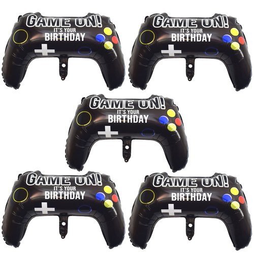 5 Pieces Video Game Party Balloons, Giant Video Game Controller Mylar Foil Balloons Game on Balloons for Kids Boys Fortnite Gaming Theme Birthday Party Video Game Baby Shower Decorations Supplies