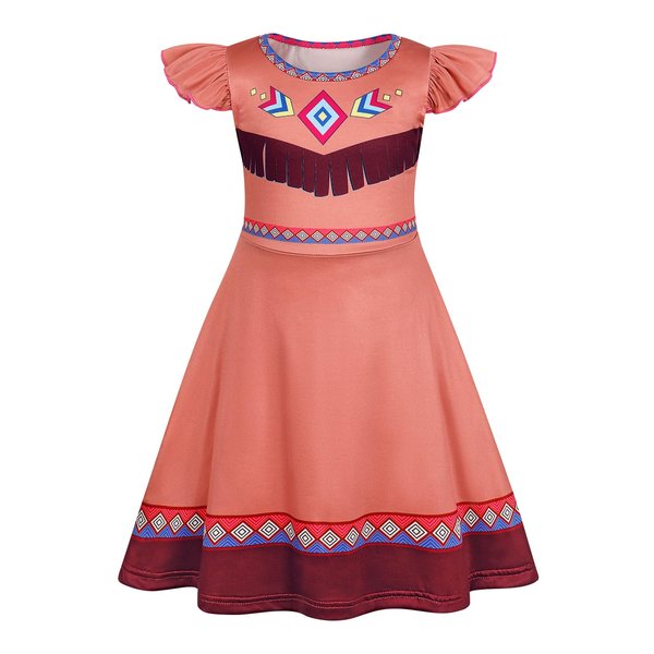 Sukyfecde Girls Native American Costume Indian Mardi Gras Dress Up Indigenous Cosplay Clothes Pocahontas Princess Dress up 3t Brown