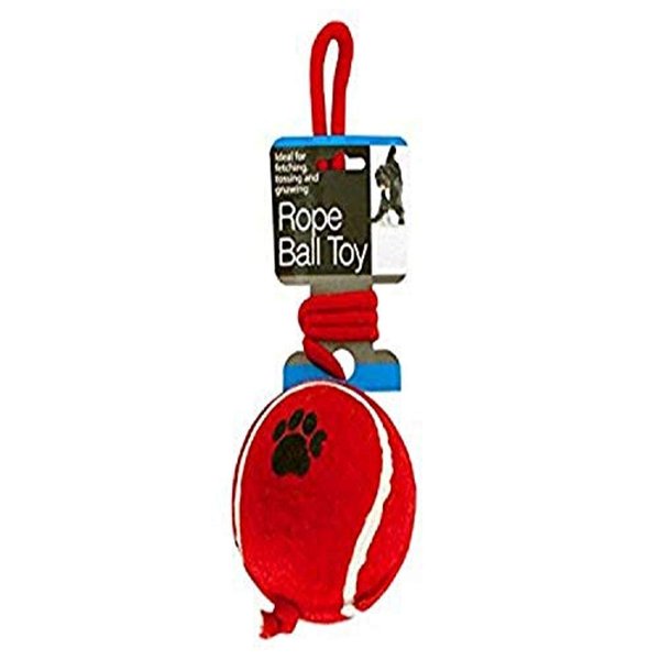 Kole Imports Jumbo Tennis Ball with Rope Dog Toy