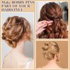 400 Pcs Bobby Pins Hair Pins Set, 2 Inch Hair Pins for Women Girls and U-Shaped Hair Pins for Buns, 5 Colors Bobby Pins Brown Blonde Black Hair Styling Pins with Storage Box