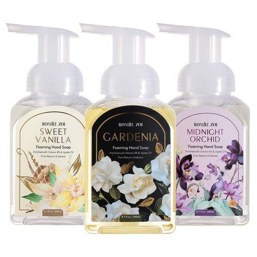 ROMIIE ZOI Mini Foaming Hand Soap - Pack of 3 - Orchid, Sweet Vanilla, Gardenia - 260 ML/ 8.7 FL. OZ Each