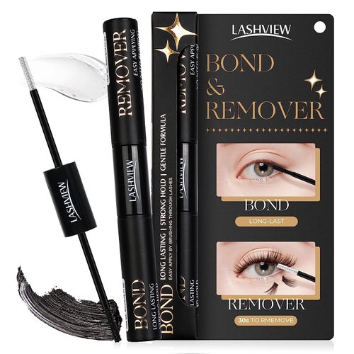 LASHVIEW 2 in 1 Lash Glue & Remover, Waterproof Mascara Adhesive With Strong 48 Hour Hold, Fast Removal With No Residue