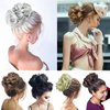 BEAUEXE Thick Volume Messy Bun Hair Scrunchies Curly Hair Extensions for Women Create Full Updos Realistic Synthetic Hair Bun Maker Chignon Ponytail Extension (Silver Gray Black Mixed),1.0 Count