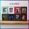 UAONO Card Deck Box with MTG Commander Display, Patented Design Card Deck Case Holds 100+ Double-Sleeved Cards, PU Leather Cards Storage Box For TCG with 2 Dividers, 1 Toploader (White&Purple)