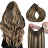 HOTBANANA Wire Hair Extensions, 18 inch 95g Chocolate Brown to Caramel Blonde Fish Line Hair Extensions Real Human Hair Straight Invisible Wire Hair Extensions Remy Hair Extensions