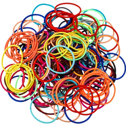 TecUnite 200 Pieces No Metal Hair Elastics Bulk Rubber Bands Hair Ties Ponytail Holders Hair Bands for Women (Multicolor)
