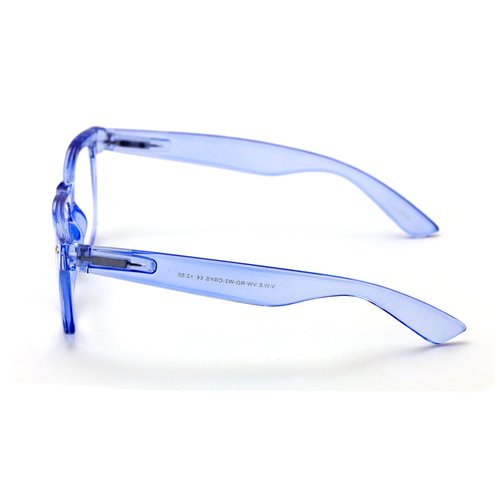 V.W.E. Transparent Neon Color Deluxe Reading Glasses - Comfortable Stylish Simple Readers Magnification (Blue, 2.00)