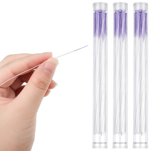 180 Pieces Earrings Hole Cleaner, Rose Fragrance Odor Removal Ear Care Kit, Piercing Floss Disposable Piercing Aftercare Piercing Cleaning Line, Ear Piercing Care Cleaning Tool (Purple)