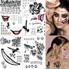 Halloween Temporary Tattoos, 4 Sheets Joker Tattoos Fake Temporary Tattoos Sticker for Men & Women, Perfect for Halloween, Cosplay, Costumes and Party Accessories