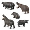 Simulation Wild Life Animal Figures Model Hippo Family Playset Desktop Decoration Education Cognitive Toy Collection Party Favors Toys for Boys Girls Kid(5 pcs)