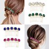 Lawie 4 Pack Jeweled Gems Crystal Rhinestone Glitter Sparkly Metal Side Hair Combs With Long Teeth Slide Hair Clips Barrettes French Twist Bun Chignon Thin Thick Hair Holder Accessories for Women