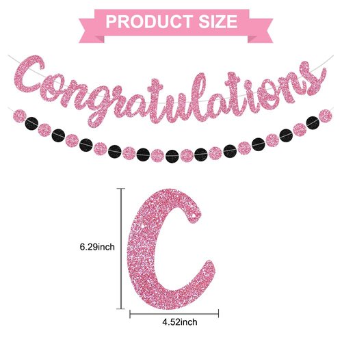 BEISHIDA Pink Congratulations Banner(NO-DIY),2024 Graduation Banners, Grad Congrats Class of 2024 Party Supplies,Garland for Congratulation Graduation,Wedding,Retirement Party Decor