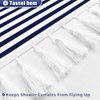 Seasonwood Extra Long Shower Curtains White and Blue Striped Shower Curtain with Tassel, 96 inch Waterproof Bathroom Curtains with 12 Hooks,Washable 72 x 96