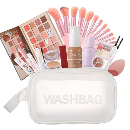 26Pc Full Face Makeup Set Gift Surprise for Women Cosmetic Essential Starter Bundle Include 24 Colors Eyeshadow Palette, Lipstick,13-NI-1 glamour-brush set. Pack Flawless (DEEP-BEIGE C2c, ONE SIZE)