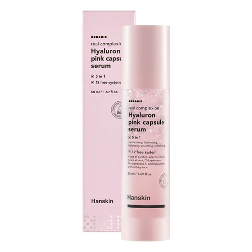 Hanskin Real Complexion Hyaluron Pink Capsule Serum with Vitamin B12, Intensive Moisture Deep Hydration, Hyaluronic Acid [50ml]