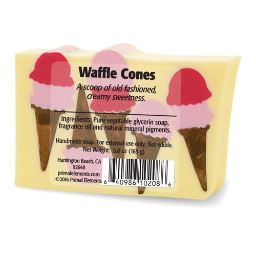 Primal Elements Glycerin Bar Soap | Helps All Skin Types, Sensitive, Oily & Dry Skin | NO PARABENS, VEGAN, GLUTEN FREE, 100% VEGETABLE BASE - (Waffle Cones)