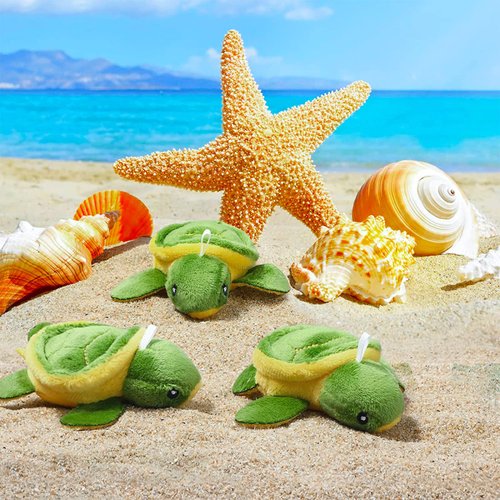 HyDren 24 Pcs Small Turtle Stuffed Toy Soft Sea Turtle Animal Plush Toys Adorable Turtle Stuffed Animal Plush Turtle Toy Turtle Party Decoration for Birthday Beach Ocean Party(Vivid Style)