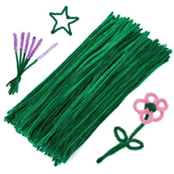 150 Pieces Green Pipe Cleaners Chenille Stem, Pipe Cleaners Chenille Stem, Craft Pipe Cleaners, Art Pipe Cleaners, Pipe Cleaners Bulk for Creative Home Arts and Crafts Project Decoration Supplies