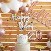 AnnoDeel Hello 20 Banner Foil Balloons, 32inch Rose Gold one-piece Letter Mylar Balloonss for Twenty Birthday Celebration Party Decor