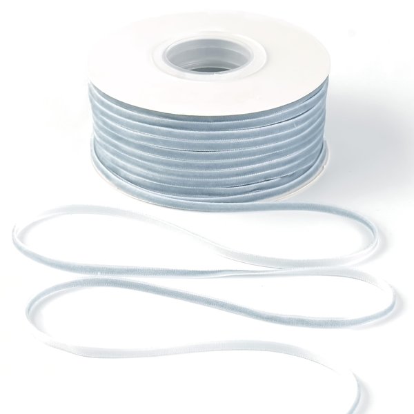 Mayreel 1/8 Inch Velvet Ribbon Thin Dusty Blue Velvet Ribbon Vintage Velvet Ribbon Narrow Ribbon for Wedding Invitations, Gift Wrapping, and Party Favour Boxes, 50 Yards Long